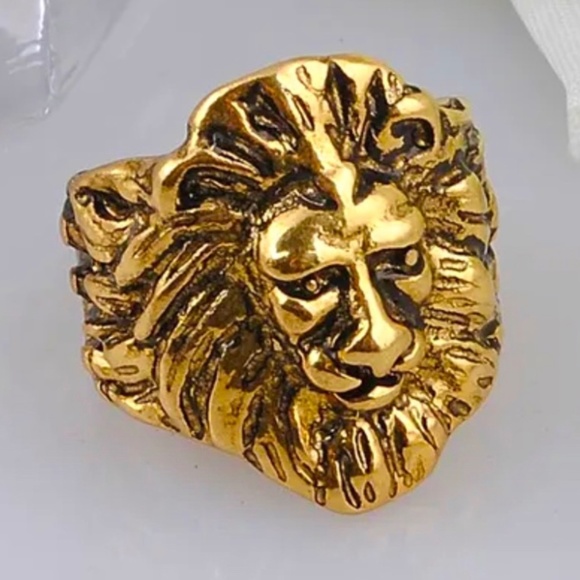 Various Other - New Mens Vintage Rings Lion Head Rings in Ancient gold colour Sz 7